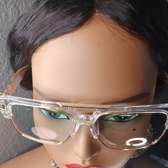 Oversized Square Vintage Double Bridge Fashionable Glasses with Gold Trim. - Picture 2 of 5